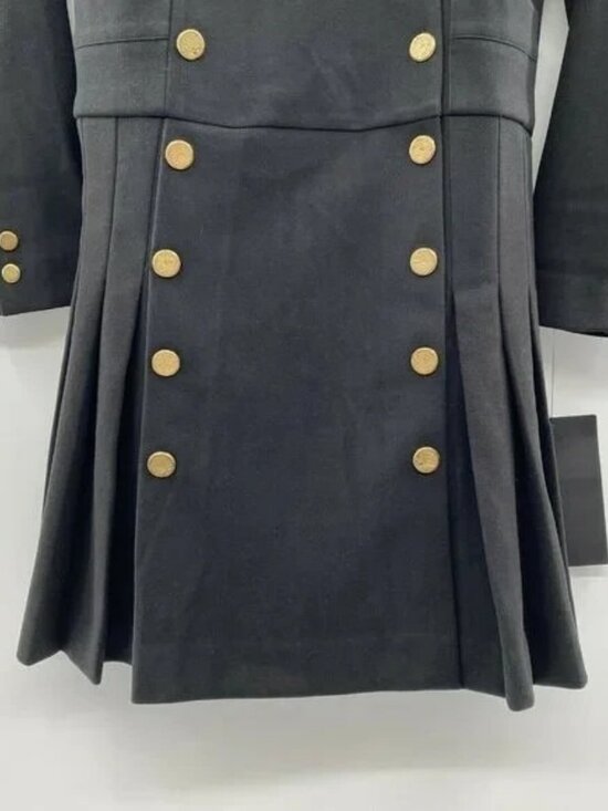 Tuckernuck Women's Black Whitney Mini Dress Pleated Gold Button Drop Waist sz M - Picture 4 of 9